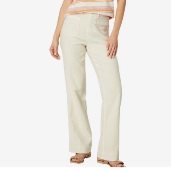 Faherty Stretch Terry Cotton Wide Leg Front Patch Pocket White Pants Size 31 - Picture 1 of 7